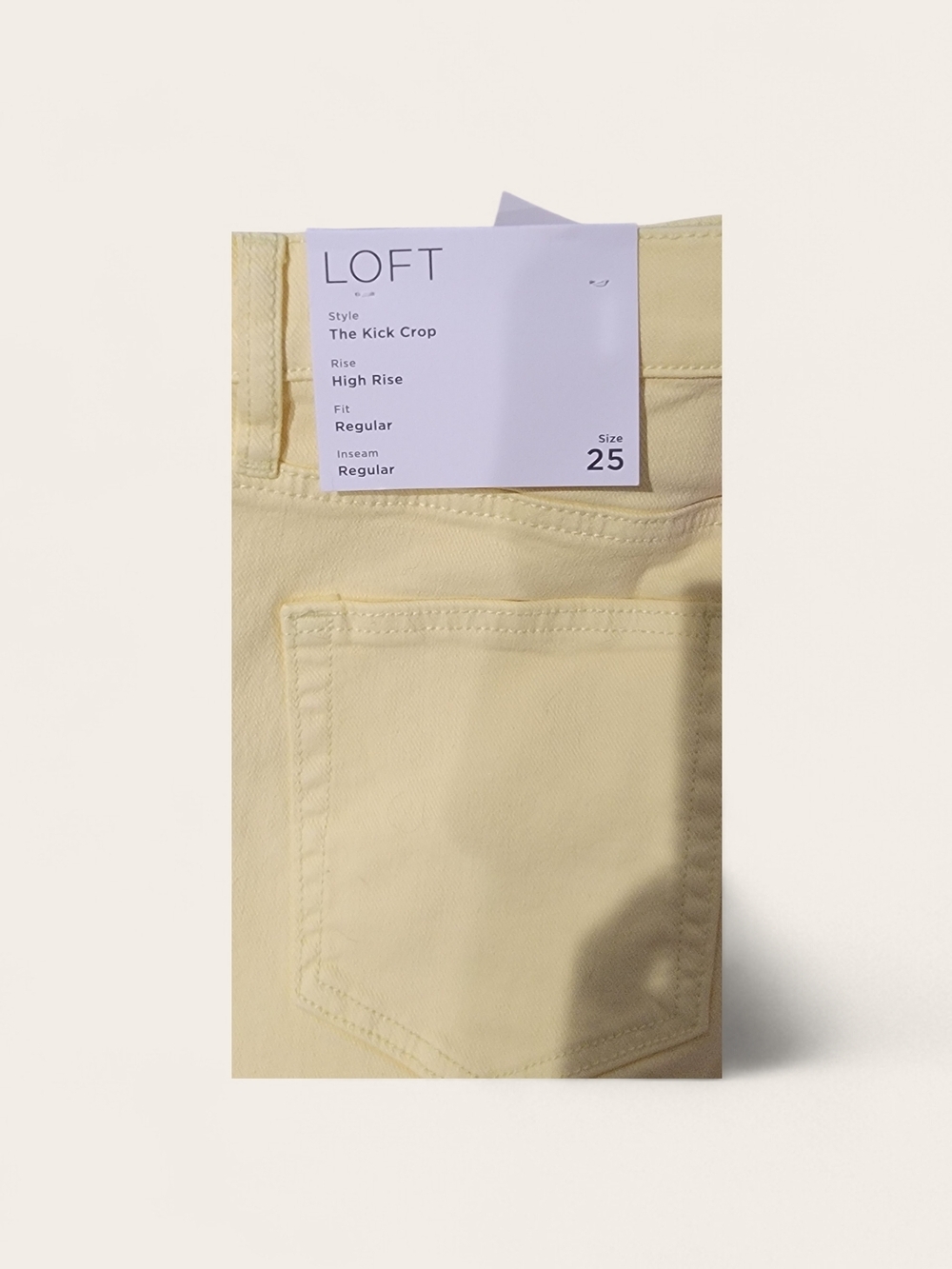 LOFT The Kick Crop High-Rise Pants in Pale Yellow - Picture 4 of 4